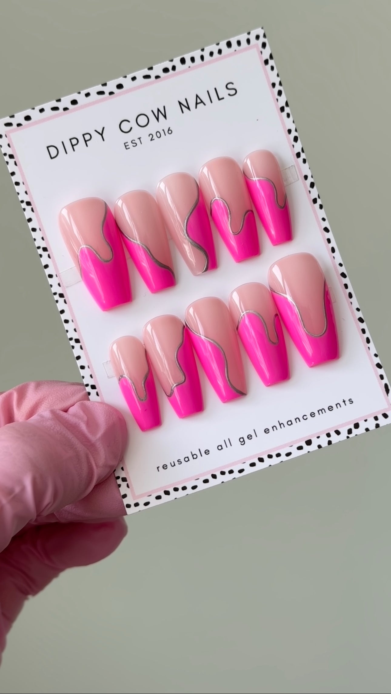 Tipped | Pink Silver Chrome | Custom Press On Nails
