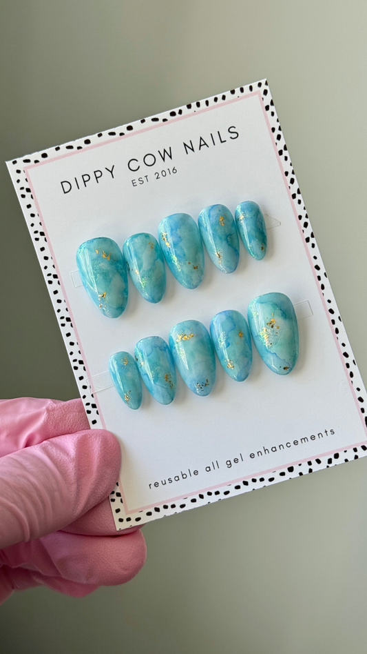 Sea Breeze | Turquoise Marble | Custom Press On Nails