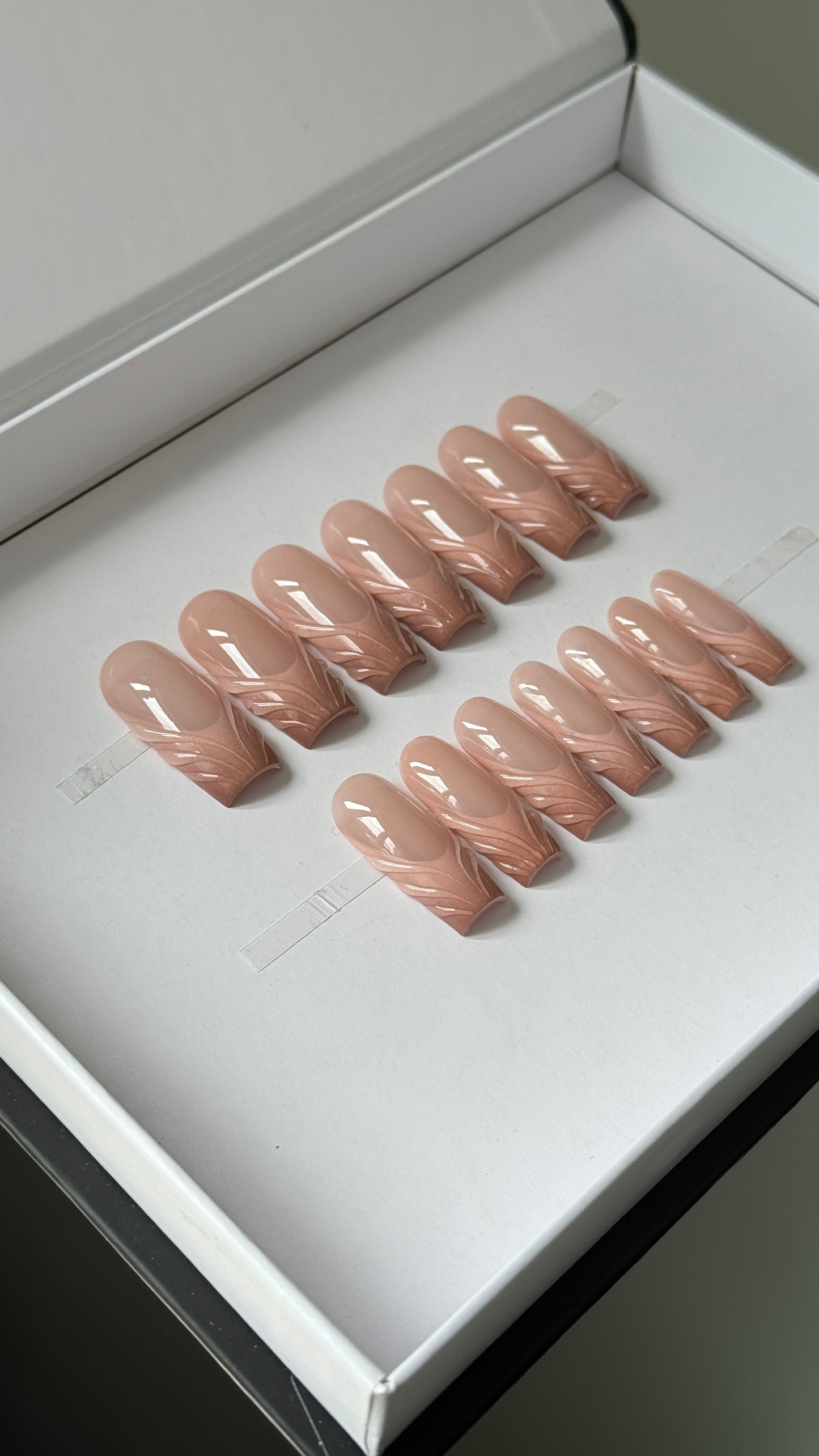 Raye | 3D Ombre French Tip | Custom Press On Nails