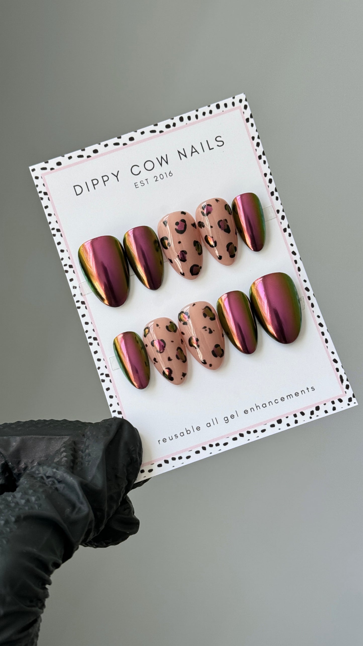 Leopard Chrome | Chrome Custom Press On Nails