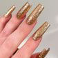 Gold Glitter | Christmas Sparkle | Custom Press On Nails