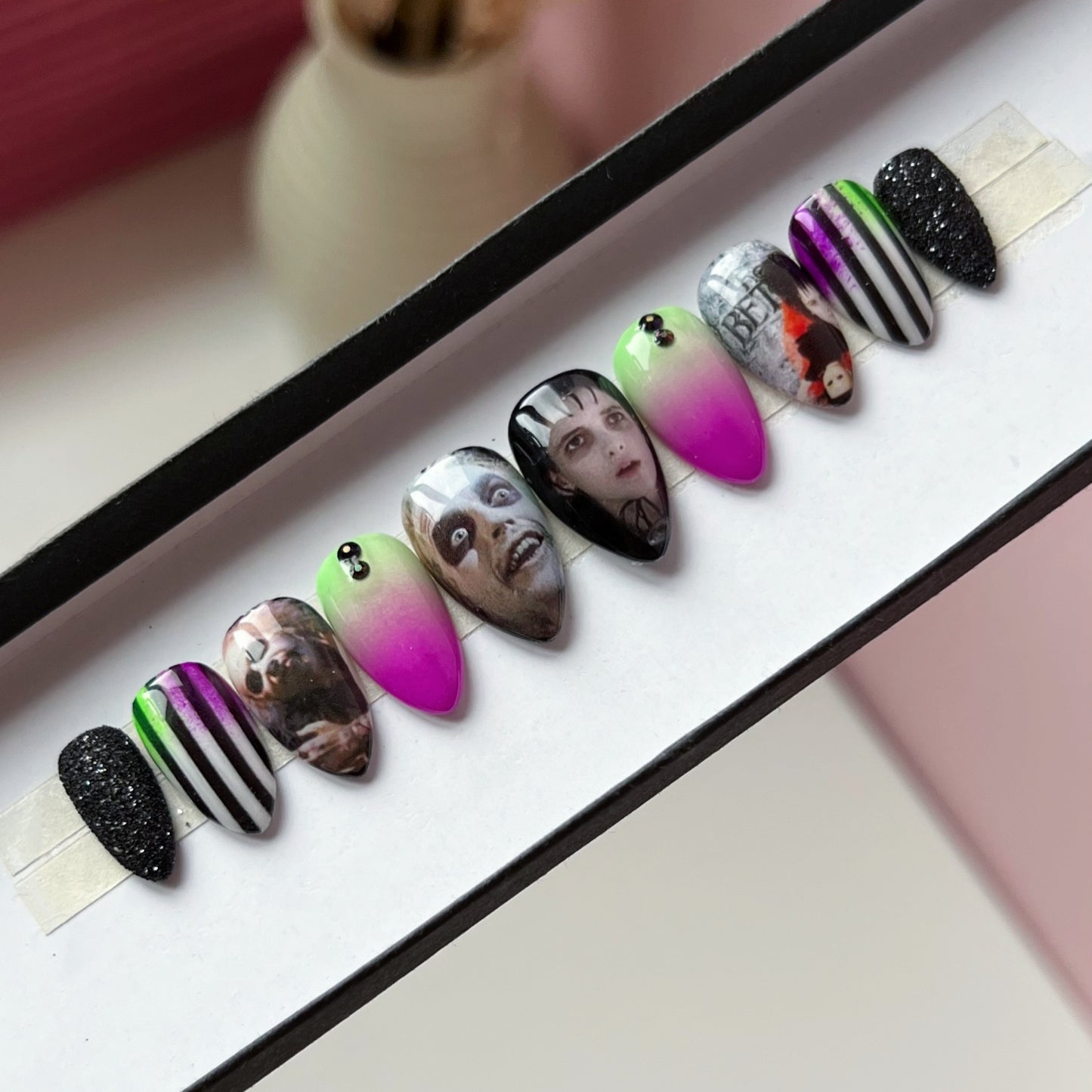 Beetlejuice | Halloween Custom Press On Nails