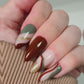 Fallin’ | Green Brown Autumnal Swirls | Custom Press On Nails