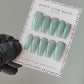 Cuff | Silver Chrome Syrup Teal | Custom Press On Nails